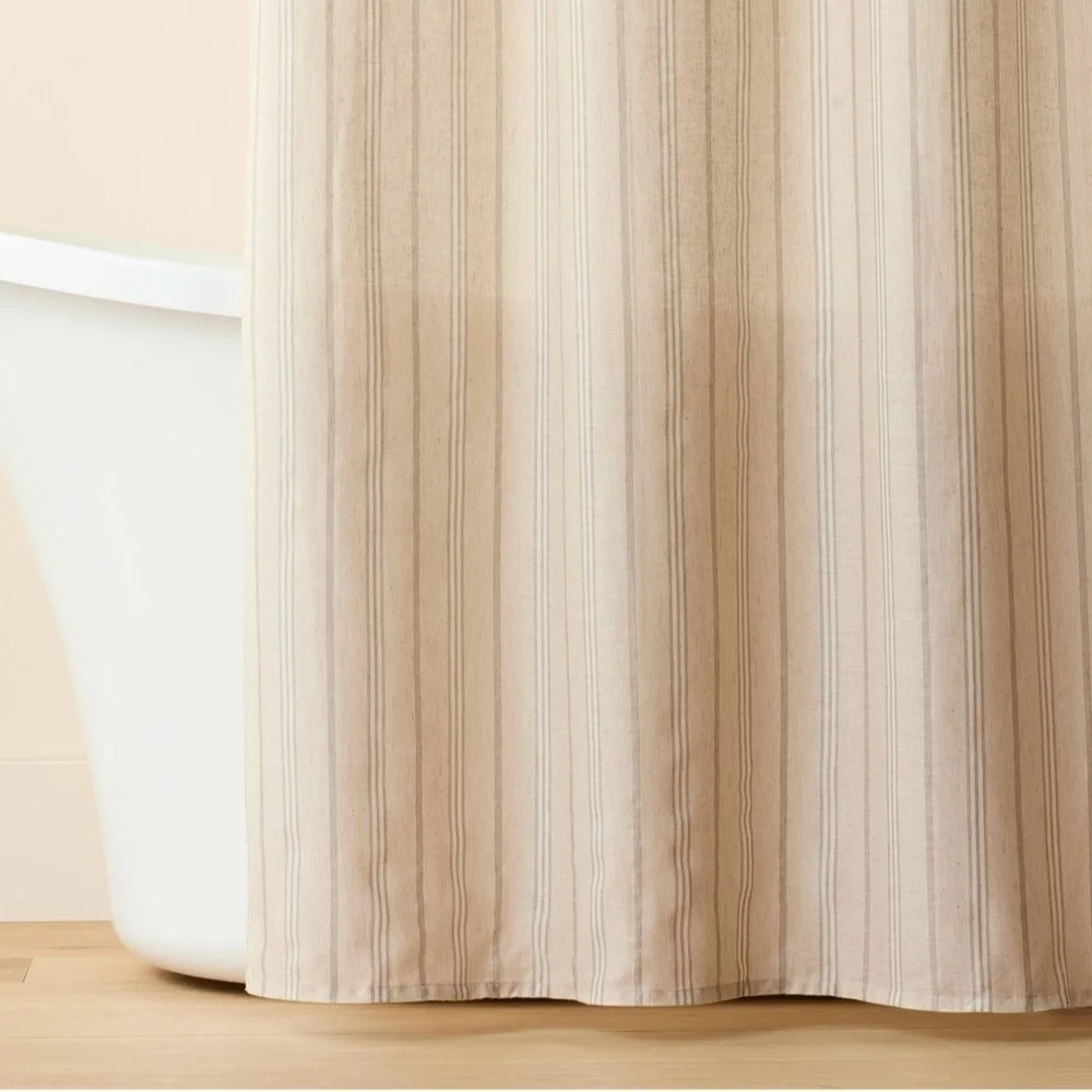 Hearth & Hand With Magnolia Vertical Stripe Shower Curtain Green/Cream